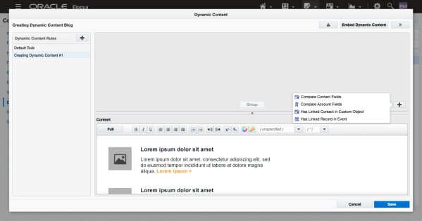 Creating Dynamic Content in Oracle Eloqua 11 Creating Dynamic Content in Oracle Eloqua