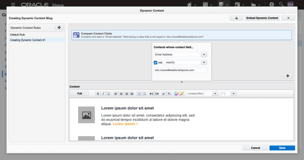 Creating Dynamic Content in Oracle Eloqua 12 Creating Dynamic Content in Oracle Eloqua